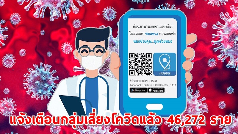 ดีอีเอส เผย! "หมอชนะ" แจ้งเตือนกลุ่มเสี่ยงโควิดแล้ว 46,272 ราย