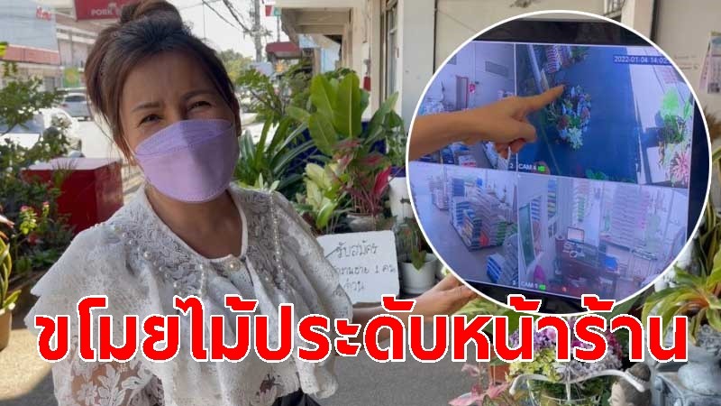 เจ้าของร้านข้าวเตือนภัย คนร้ายขโมยไม้ประดับหน้าร้าน เหลือแต่ตอกับกระถาง