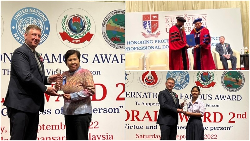 องค์กรนานาชาติ ร่วมจัด รางวัล Moral Award ยิ่งใหญ่ ด้านมหาวิทยาลัย EIU จัดมอบปริญญาดุษฎีบัณฑิตกิตติมศักดิ์ ที่มาเลเซีย 