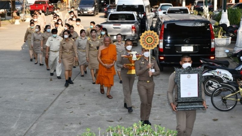 สิงห์บุรีพิธีเจริญชัยมงคลคาถารับตราตั้ง-พัดยศพระครูสังฆรักษ์ธีรภัทรอิทธิปัญโญ ดำรงตำแหน่งฐานานุกรม