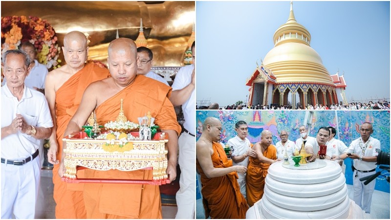 วัดเชิงเขา สระบุรี นำพระบรมสารีริกธาตุ จากศรีลังกา มาประดิษฐานนยอดเจดีย์ปาสาทิโก ในวันมาฆบูชา