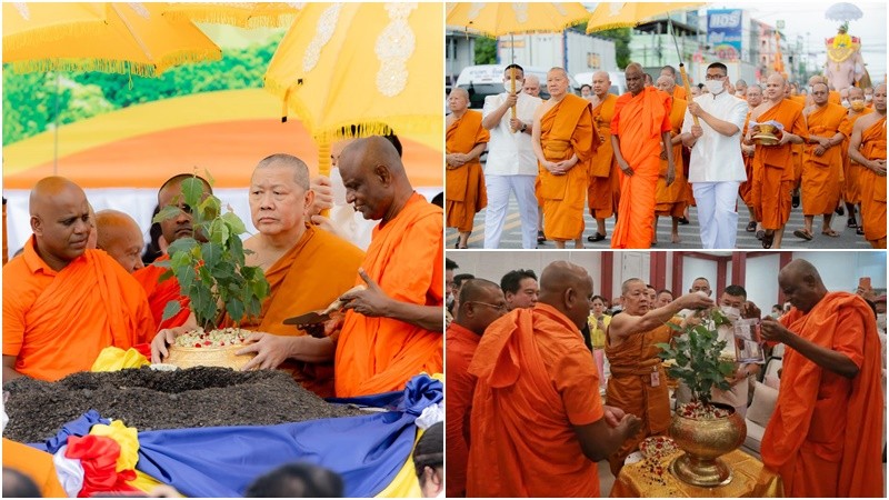 สมเด็จพระมหารัชมงคลมุนีอัญเชิญ "ปรมัตถสิริมหาโพธิ หน่อเนื้อพุทธางกูร" จากต้นพระศรีมหาโพธิ์ ศรีลังกา อายุ 2,300 ปี ประดิษฐาน วัดแหลมแค ชลบุรี