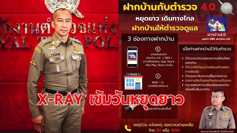 “รองต่อ” สั่ง X-RAY พื้นที่ เข้มมาตรการหยุดยาว ชวนประชาชนฝากบ้านไว้กับตำรวจ