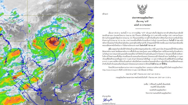 พายุ “ยางิ” ขึ้นฝั่งเวียดนาม วันนี้ ส่งผลไทยตอนบนฝนตกหนัก