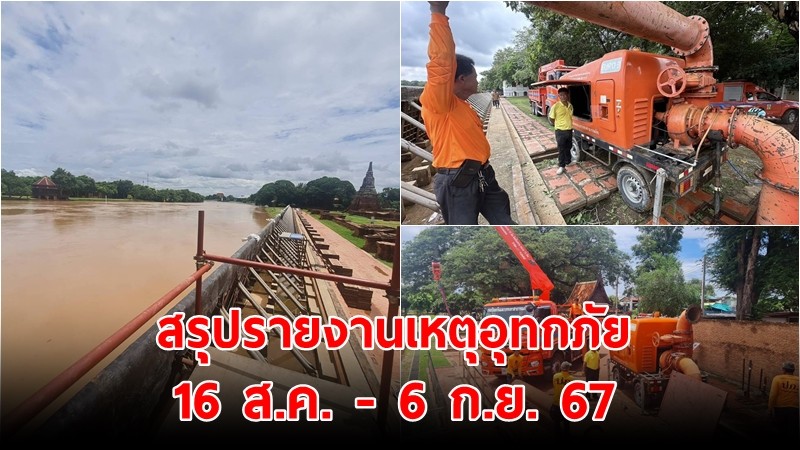 กรมป้องกันและบรรเทาสาธารณภัย สรุปรายงานเหตุอุทกภัย 16 ส.ค. - 6 ก.ย. 67