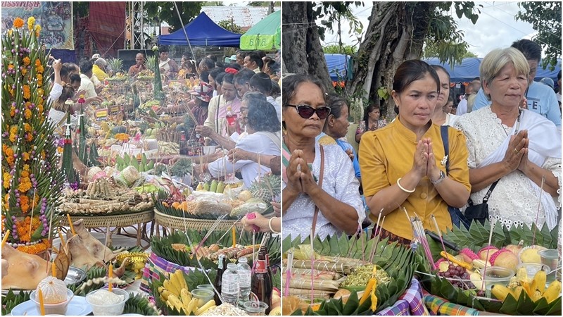  3 ชนเผ่าพื้นเมือง เขมร กูย ลาว ร่วมพิธีกรรมบูชาบรรพบุรุษ ทำข้าวต้มใหญ่สุดในประเทศไทย 