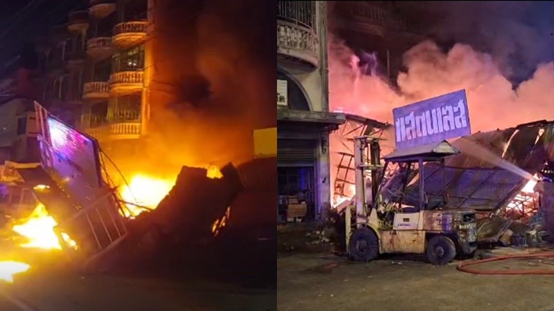 เพลิงไหม้ร้านอะไหล่รถยนต์ ย่านบางบอน รับอรุณ